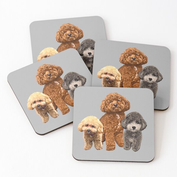Item preview, Muffin, Ollie and Mochi the Toy Poodles on Gray background designed and sold by Quick Brown Fox Canada.