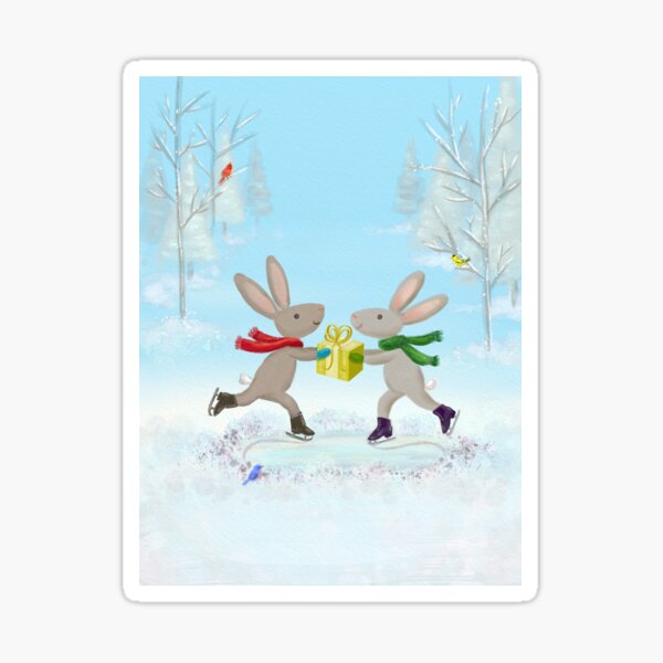 skating bunnies Sticker
