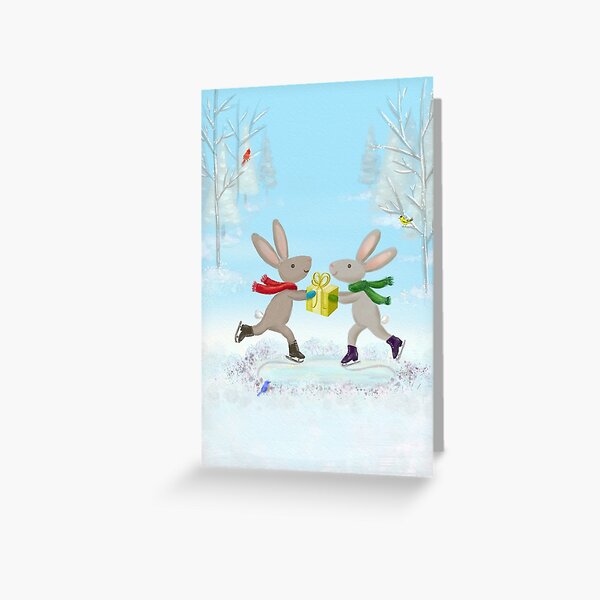 skating bunnies Greeting Card