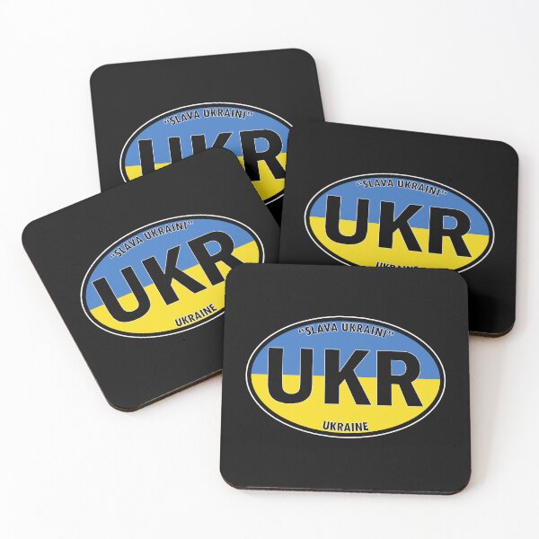 Item preview, UKR - Ukraine "Slava Ukraini" (meaning Glory to Ukraine) Oval Travel Bumper Sticker for your Car or Luggage.  designed and sold by BBTravels.