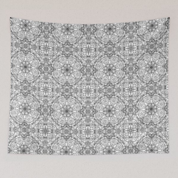 Item preview, Abstract Mandala Black Outline Repeating Pattern Scribble designed and sold by cashewdays.