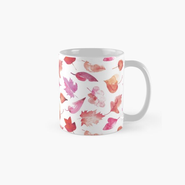 Autumn leaves in pink watercolors Classic Mug