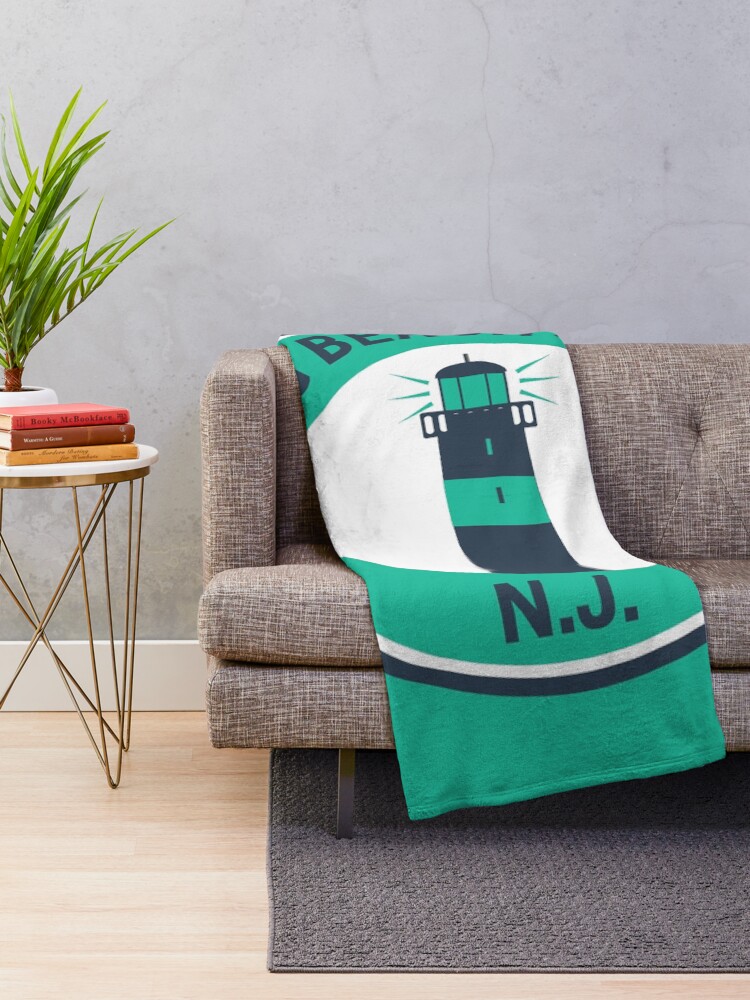 Thumbnail 2 of 6, Throw Blanket, Vintage Long Beach Island New Jersey Lighthouse designed and sold by fearcity.