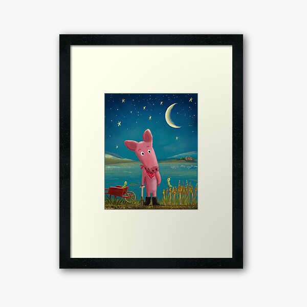 farmer pig Framed Art Print