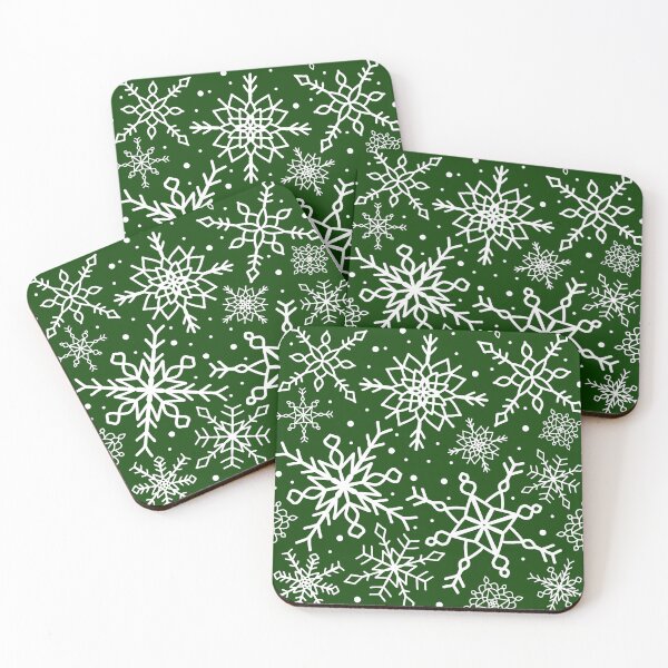 Item preview, Forest Green Snowflake Pattern designed and sold by seasprayart.