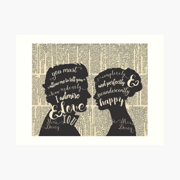 Pride and Prejudice Quote Art, Jane Austen Typography Home Decor, Book Lovers Gift Art Print