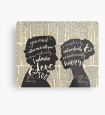 Pride and Prejudice Quote Art, Jane Austen Typography Home Decor, Book Lovers Gift Metal Print