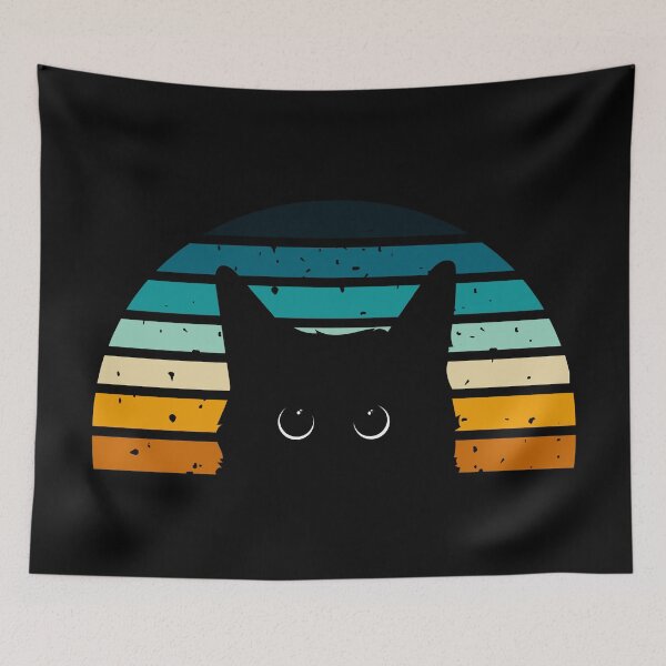 Item preview, Cat Cat Retro Classic Vintage Sunset Rainbow designed and sold by luckymooninc.