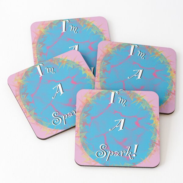 Item preview, Im A Spark White text on Blue Badge with Lightening Highlights - Club designed and sold by jolabrese.