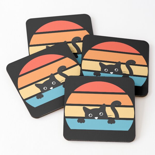 Item preview, Cat Cat Retro Classic Vintage Sunset Rainbow designed and sold by luckymooninc.
