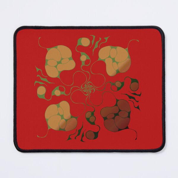 Item preview, Green abstract digital art - Christmas vibe, red background  designed and sold by AlinaSCorner.