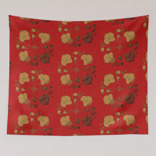 Item preview, Green abstract digital art - Christmas vibe, red background  designed and sold by AlinaSCorner.