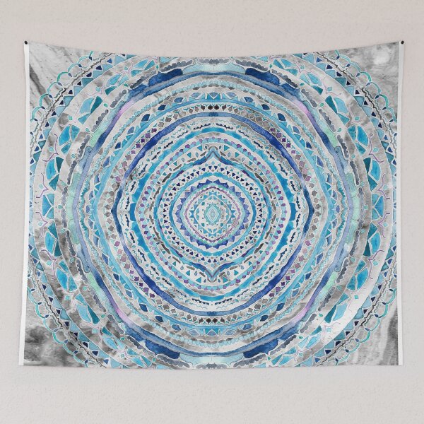 Artikelvorschau, BLAUE UND GRAUE MANDALA-MARMORIERUNG entworfen und verkauft von TigaTiga.