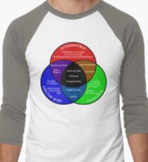 SuperWhoLock Venn Diagram Men's Baseball ¾ T-Shirt