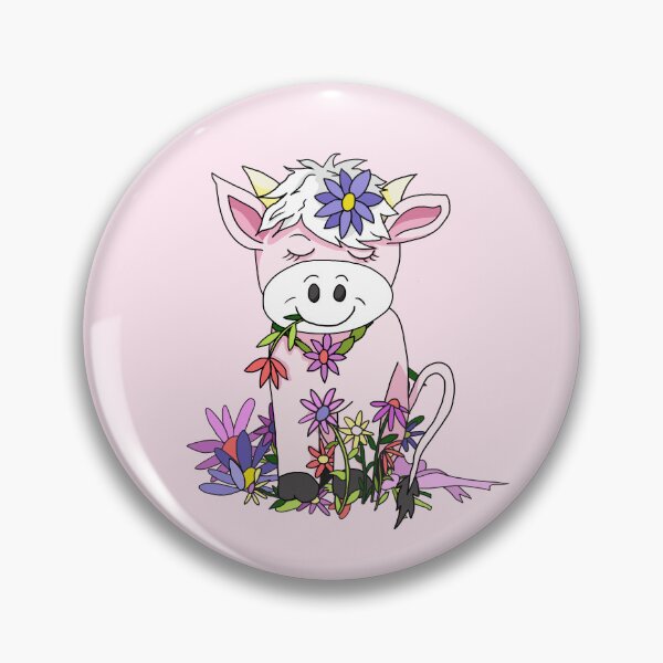 Artikelvorschau, Cartoon-Kuh mit Blumen entworfen und verkauft von BeingNow.