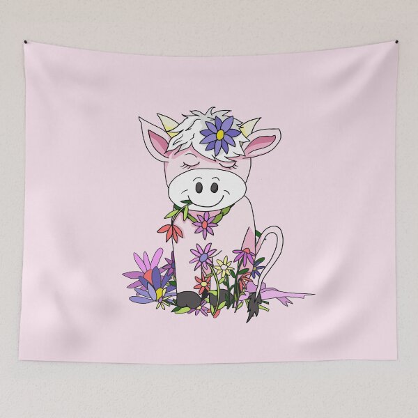 Item preview, cartoon cow with flowers designed and sold by BeingNow.