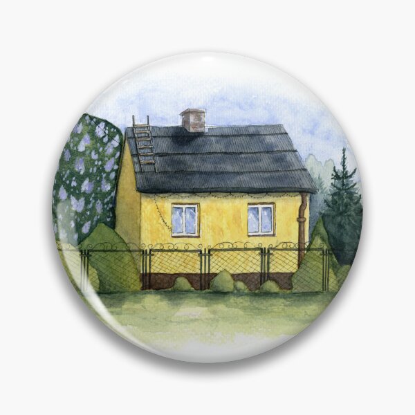 Item preview, Old Yellow Country Cottage with a Wayside Shrine designed and sold by AlicjaCurioseur.