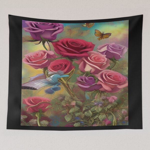 Item preview, bouquet of red, rose and purple roses with butterflies designed and sold by ValleyDream.