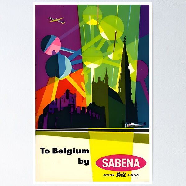 Item preview, SABENA Vintage Atomium Publicity Travel Poster 60's designed and sold by Mitch-Angelo.