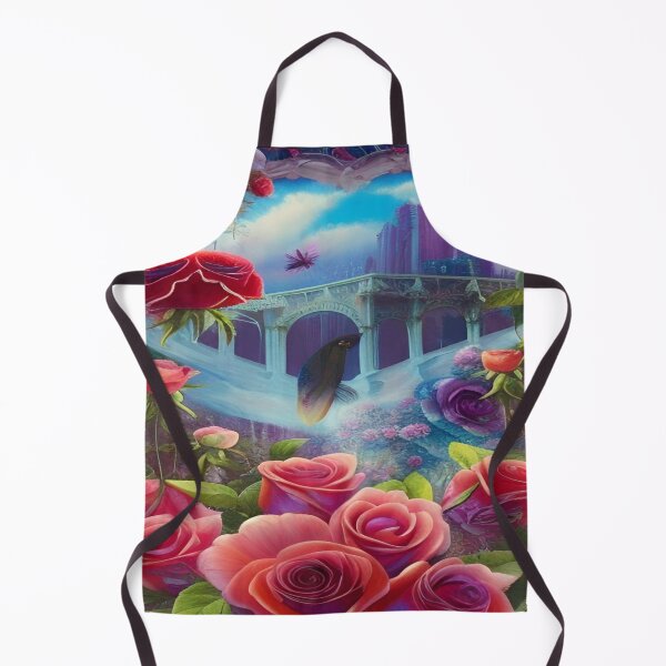 Item preview, Red roses on the background of the bridge and the mythical city designed and sold by ValleyDream.