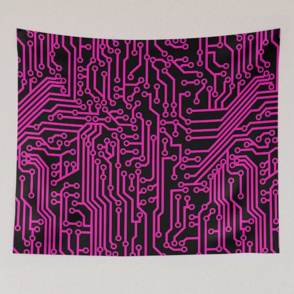 Item preview, Cyberpunk Geek Style Pink and Black Circuit Board Pattern designed and sold by bexilla.
