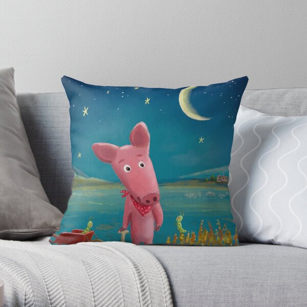 farmer pig Throw Pillow