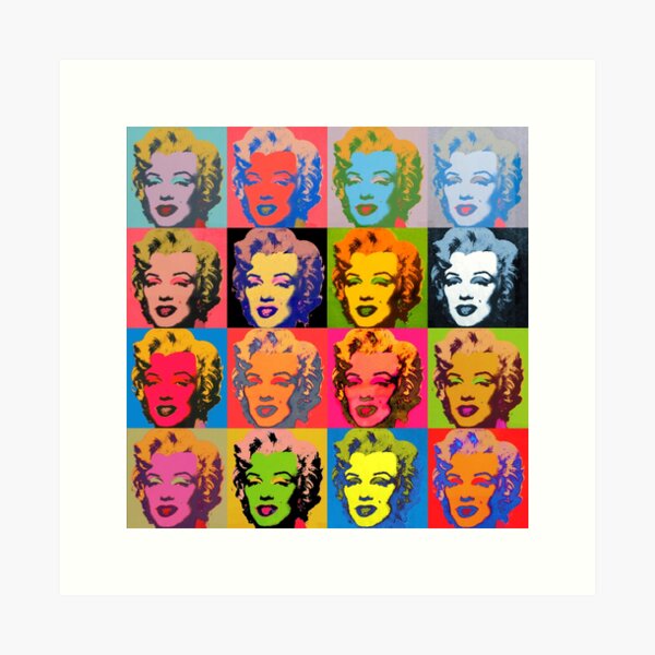 Item preview, Marilyn Monroe Diptych based on Andy Warhol. A grid of colorful and monochrome portraits of Marilyn Monroe, showcasing his signature pop art style. designed and sold by mirrorimages.