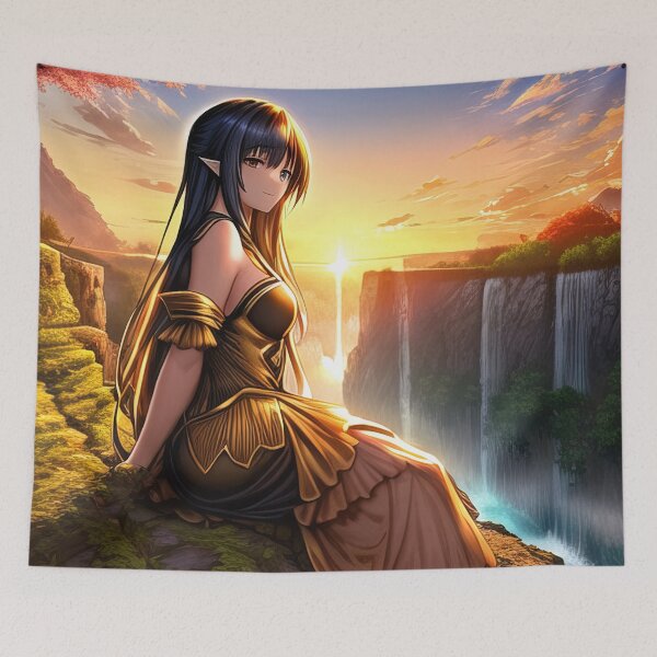 Item preview, Elven princess on top of a waterfall designed and sold by 100PercentOtaku.