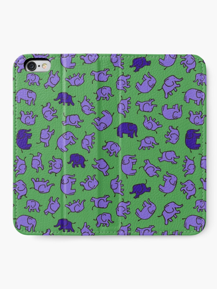 Alternate view of Elephants - Lilac and Blue on Green - cute, fun pattern by Cecca Designs iPhone Wallet