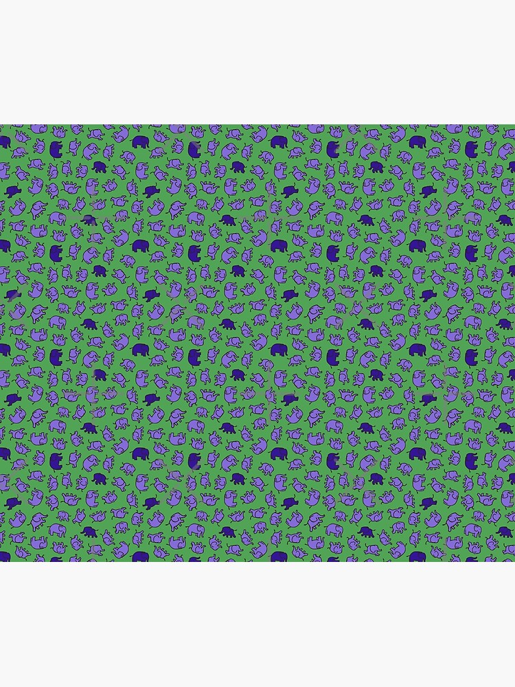 Elephants - Lilac and Blue on Green - cute, fun pattern by Cecca Designs by Cecca-Designs