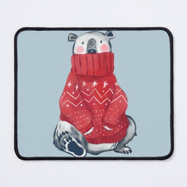 Item preview, Watercolor Christmas polar bear in sweater designed and sold by Vivian Mandehwe.