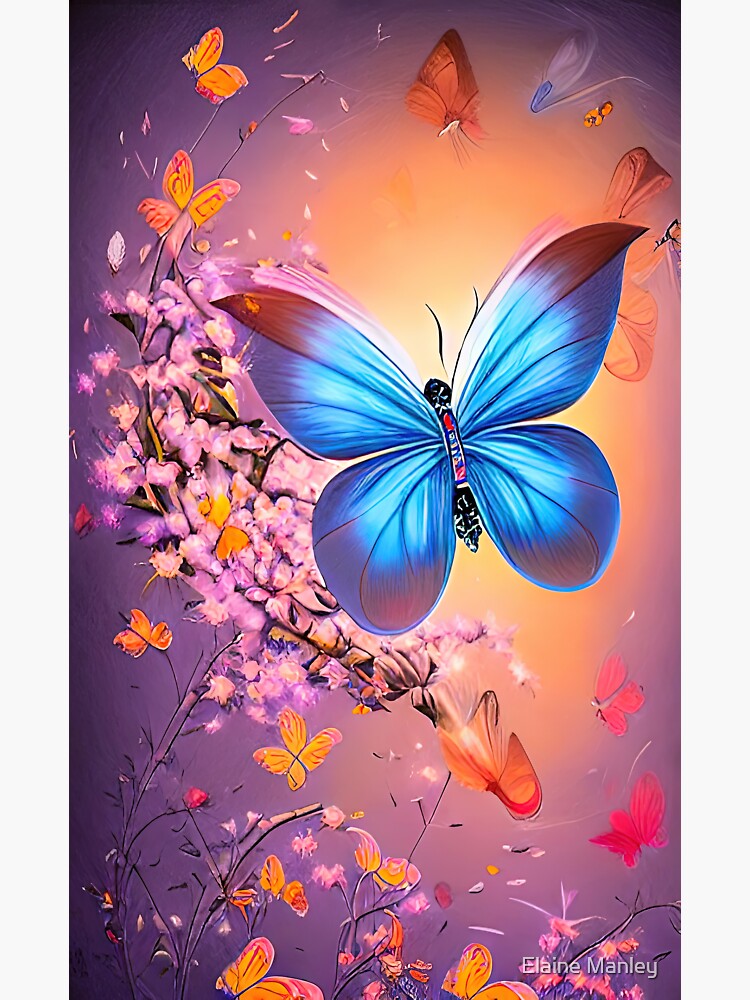 "Blue Butterfly" Sticker for Sale by Lucindawind Redbubble