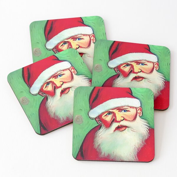 Item preview, Van Gogh Inspired Retro Vintage Pink Santa Claus Design Realistic Artwork designed and sold by StickerBird.