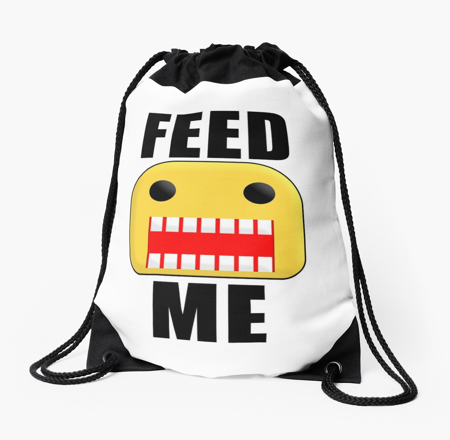 Roblox Feed Me Giant Noob Drawstring Bag By Jenr8d Designs - roblox minimal noob t pose sleeveless top by jenr8d designs
