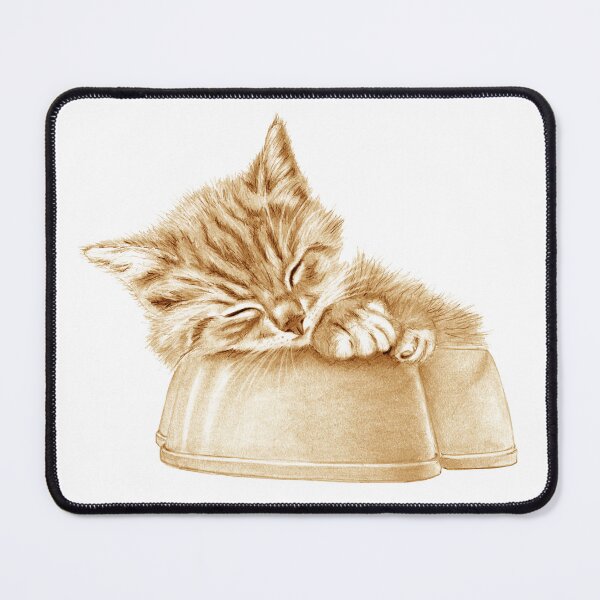 Item preview, Kitten asleep in bowl - brown colorized version designed and sold by SylvieG18.