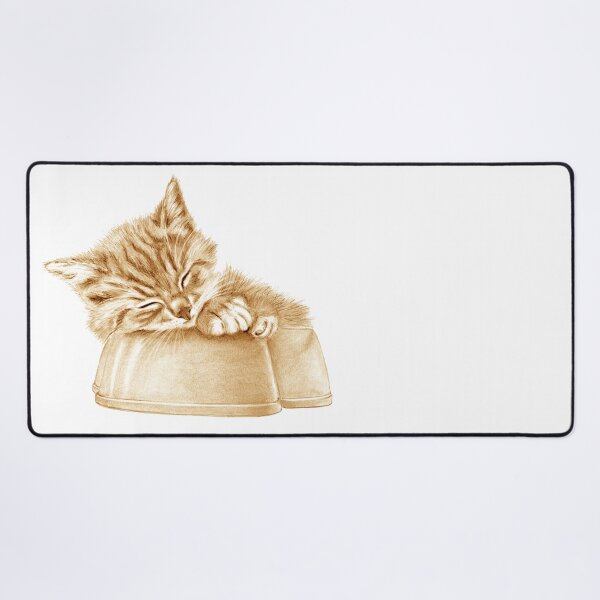 Item preview, Kitten asleep in bowl - brown colorized version designed and sold by SylvieG18.