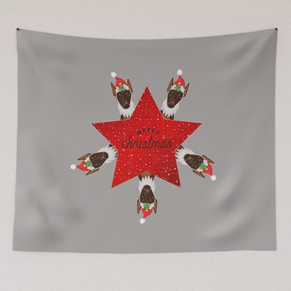 Item preview, Red Star with Merry Christmas Sign and Santa Dobermann Dog designed and sold by SeasonalDogs.