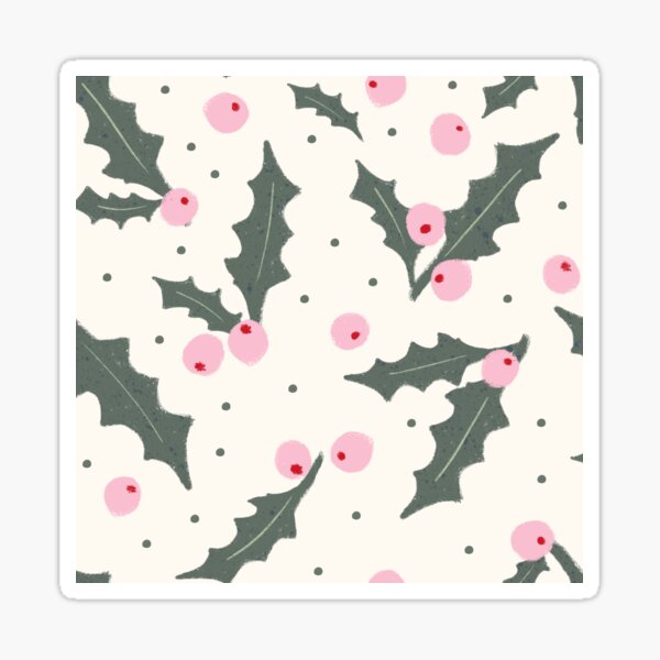 Christmas hollypink Sticker