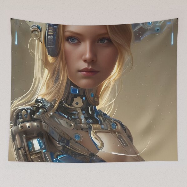 Artikelvorschau, Tapferer und wütender blonder Cyborg entworfen und verkauft von antonioruiz.