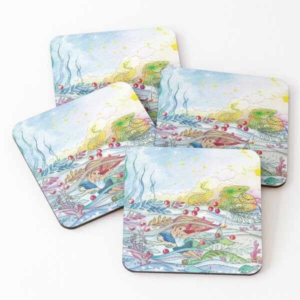 Item preview, Swimming With A Mermaid, Imaginative Art for Whimsical Kids,  designed and sold by BohemiWANDERS.