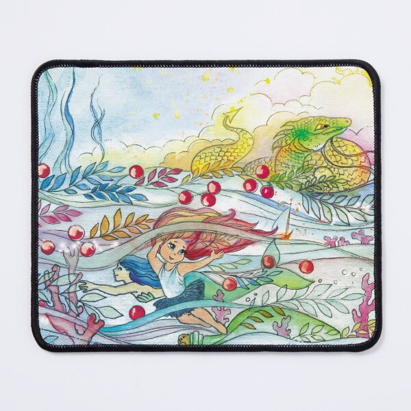 Item preview, Swimming With A Mermaid, Imaginative Art for Whimsical Kids,  designed and sold by BohemiWANDERS.