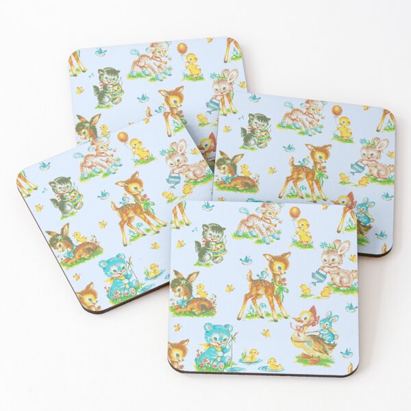 Item preview, vintage cute baby animals blue  designed and sold by Gossip Rag.