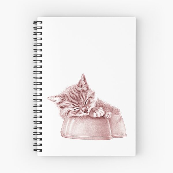Aperçu de l'œuvre Chaton endormi dans gamelle - version colorisée rouge créée et vendue par SylvieG18.