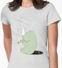 Rhino Blowing Bubbles Women's Fitted T-Shirt