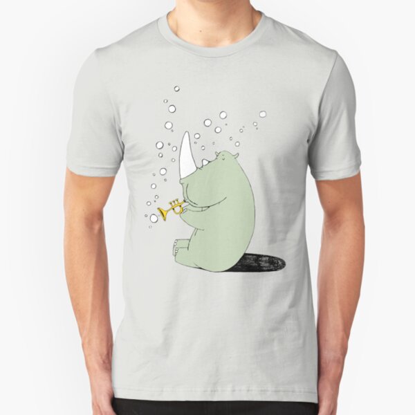 Rhino Blowing Bubbles Slim Fit T-Shirt