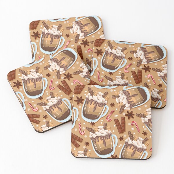 Item preview, Cute Christmas Hot Chocolate Pastel Brown Pattern designed and sold by RepublicOfFire.