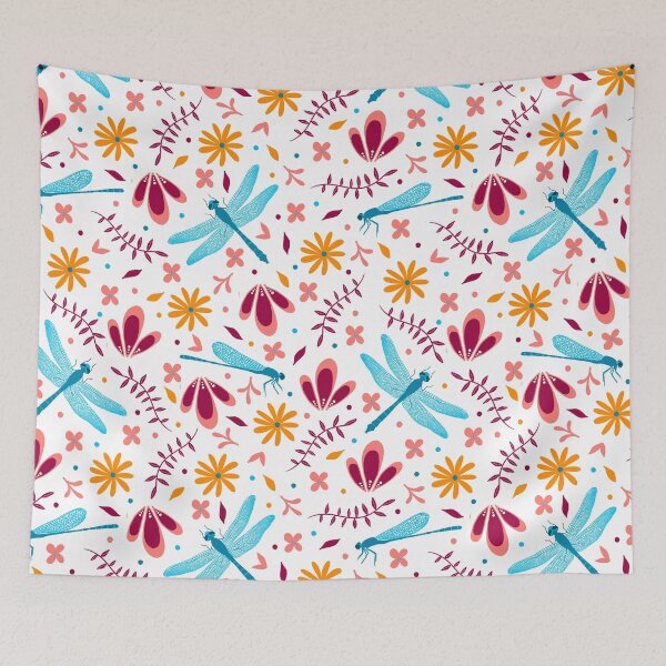 Item preview, Blue Dragonfly and Floral Pattern  designed and sold by dKarthdesign.