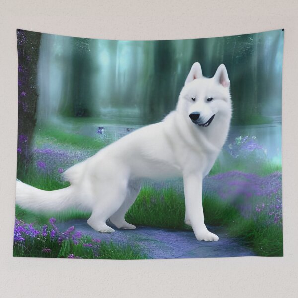 Item preview, White siberian husky designed and sold by The Love Quill.