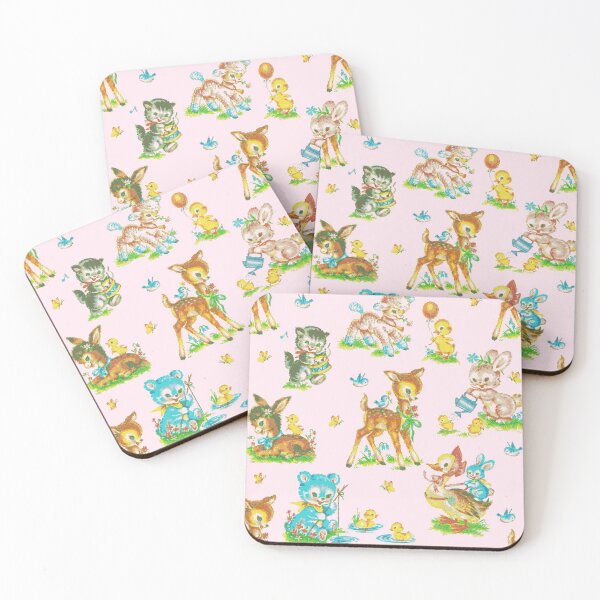 Item preview, vintage cute baby animals pink  designed and sold by Gossip Rag.