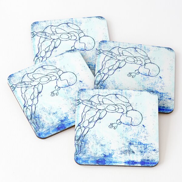 Item preview, Vintage Diver Art, Blue Print of Springboard Diving designed and sold by danceink.